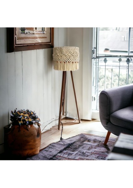Makrome Bohem Boncuklu Tripod Ayaklı Lambader fiyatları