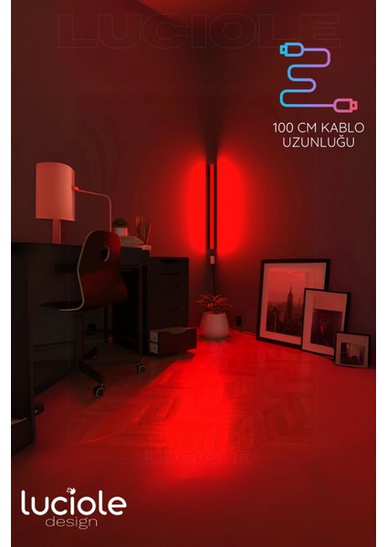 LED Lambader ,renk Rgb Animasyon Uzaktan Kumandalı Yapışkanlı Dupurple