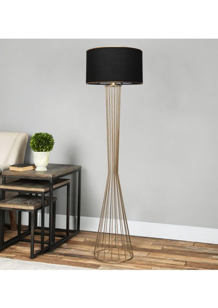 Daisy Gold Gövdeli Silindir Başlıklı Metal Lambader AYD-3078
