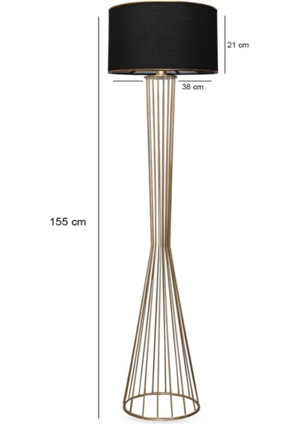 Daisy Gold Gövdeli Silindir Başlıklı Metal Lambader AYD-3078