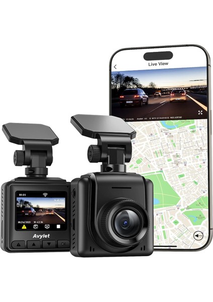 2k Dashcam Araba Kamerası, Wi-Fi, Harici Gps Modülü, IPS Ekran, Ultra Gece Görüşü