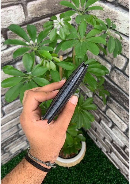 Hakiki Deri Siyah Kroko Desenli Lastikli Spor Unisex Kartlık (T1052) modelleri