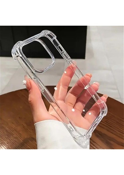 Apple iPhone 16 Pro Max Uyumlu Kenar ve Darbe Korumalı Anti Shock Darbe Emici Şeffaf Silikon Tpu Clear Kılıf Transparent