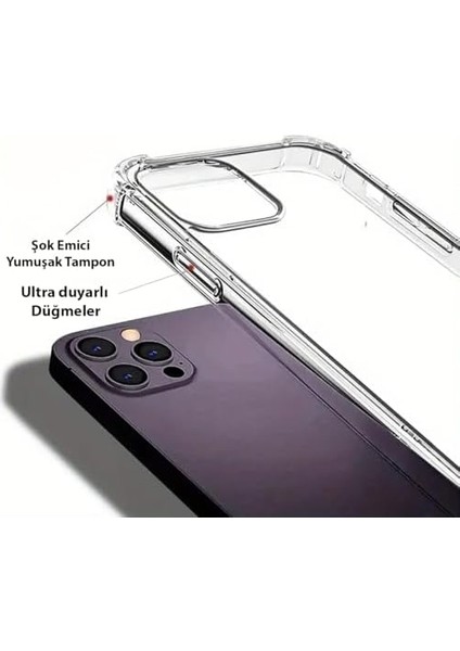 Apple iPhone 16 Pro Max Uyumlu Kenar ve Darbe Korumalı Anti Shock Darbe Emici Şeffaf Silikon Tpu Clear Kılıf Transparent modelleri