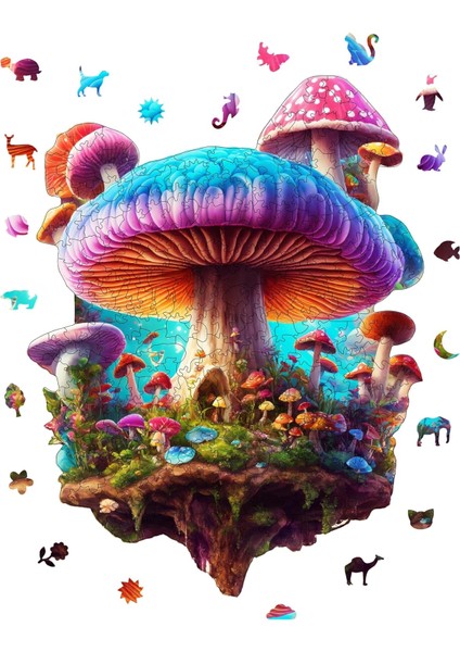 - Ahşap Puzzle Yetişkinler Için - Mantar Adası Benzersiz Parçalı Puzzle - 290 Parça Ahşap Yapboz - Yapıştırıcı Folyo Dahil - Dekoratif Ahşap Puzzle - 29X38 cm - Wz-03