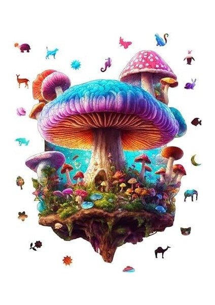 - Ahşap Puzzle Yetişkinler Için - Mantar Adası Benzersiz Parçalı Puzzle - 290 Parça Ahşap Yapboz - Yapıştırıcı Folyo Dahil - Dekoratif Ahşap Puzzle - 29X38 cm - Wz-03