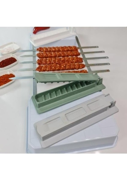 4 Adet Şiş Hediyeli Kebapmatik Adana Urfa Kebap Kalıbı Aparatı Pratik Hızlı Kebap Makinesi Kutusu
