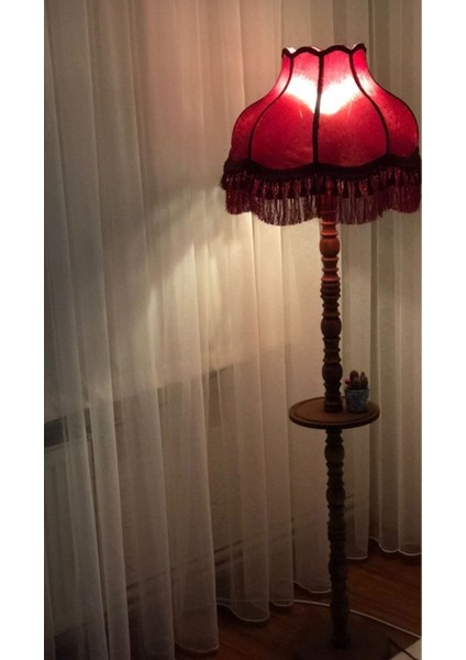 Bordo Sehpalı Vintage Lambader