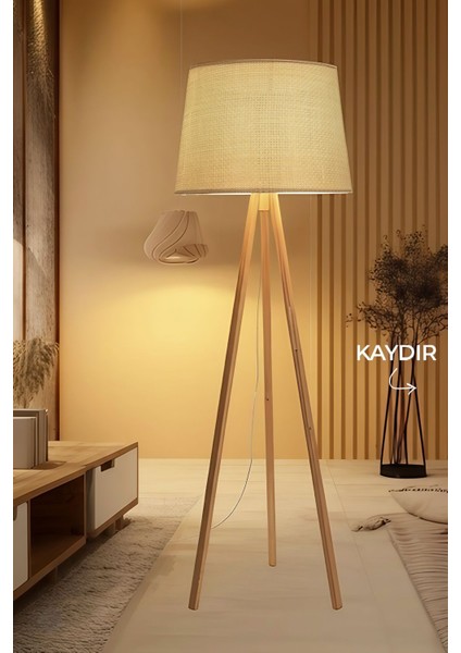 Doğal Rattan Hasır Ahşap Lambader