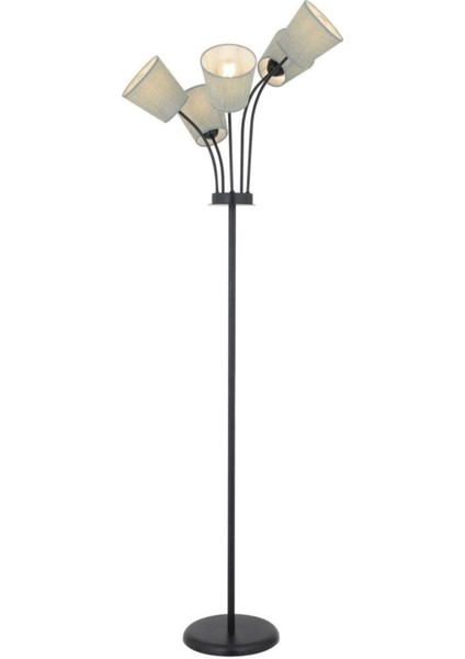 Lara 5li Şapkalı Siyah Moder Tasarım Dekoratif Oturma Odası-Salon Lambader modelleri