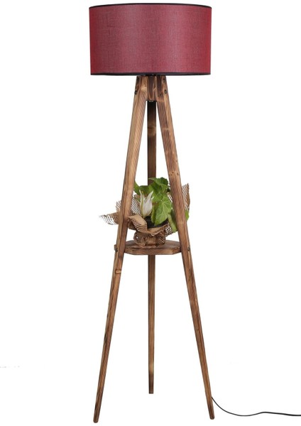 Sehbalı Tripod Yanık Lambader Silindir Hasır Bordo Abajurlu fiyatları