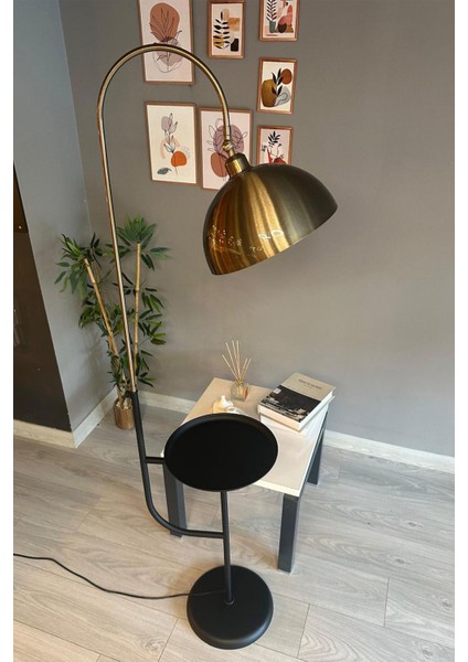 Eskitme-Siyah Lambader Hareketli Başlık Sehpalı Modern Dekoratif Metal Oturma Odası Çalışma Odası