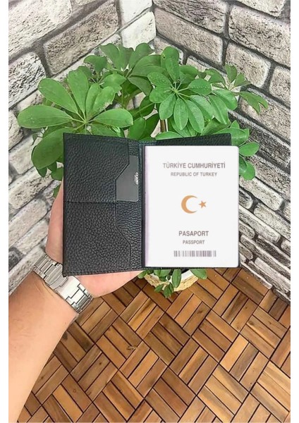 Hakiki Deri Siyah Pasaport Kılıfı (T479)