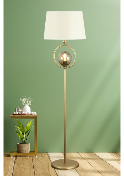 Odin Tekli Eskitme Füme Camlı Lambader Krem Şapka