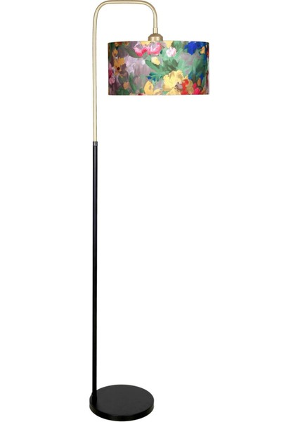 Potenza Eskitme Detaylı Siyah Metal Lambader - Violet