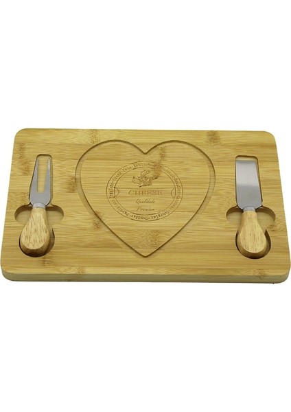 Kalpli Bıçak Sağ-Solahşap Bambu Kahvaltı Peynir Sunum Pano2 Bıçak=ahşap SAP19X29CM-1.5CM