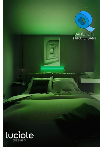 Renkli LED Lambader Yapışkanlı 1 Metre Her Alana Uygun Uzaktan Kumandalı Wpembe Modlu fırsatları