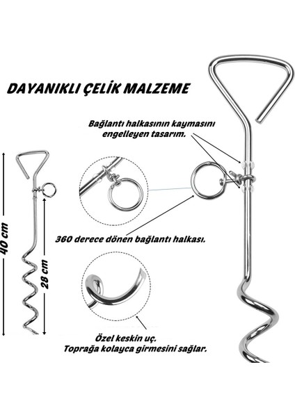 Professional Burgulu Köpek Bağlama Kazık Bahçe Kazığı 40CM x 8mm fiyatları
