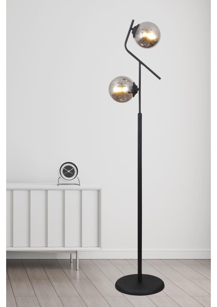 Lugo 2 Li Siyah Lambader Füme Camlı Modern , Oturma Odası ,yatak Odası , Salon Lambader