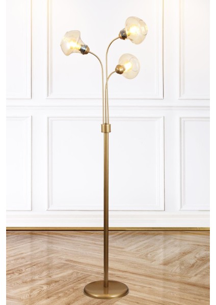 Zambak 3 Lü Eskitme Lambader 2044B Modern Oturma Odası, Yatak Odası, Salon Lambader