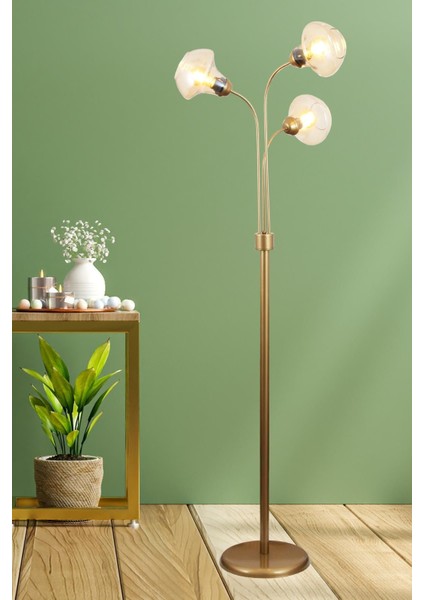 Zambak 3 Lü Eskitme Lambader 2044B Modern Oturma Odası, Yatak Odası, Salon Lambader