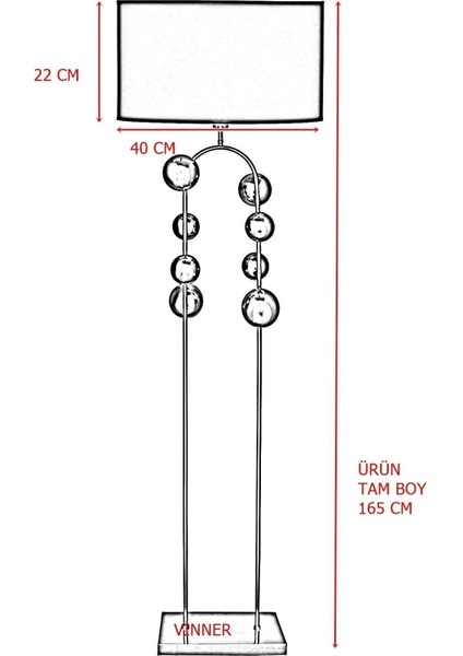 Cabil Gold Kaplama Metal Lambader - Gold Şeritli Sarı Kırçıl