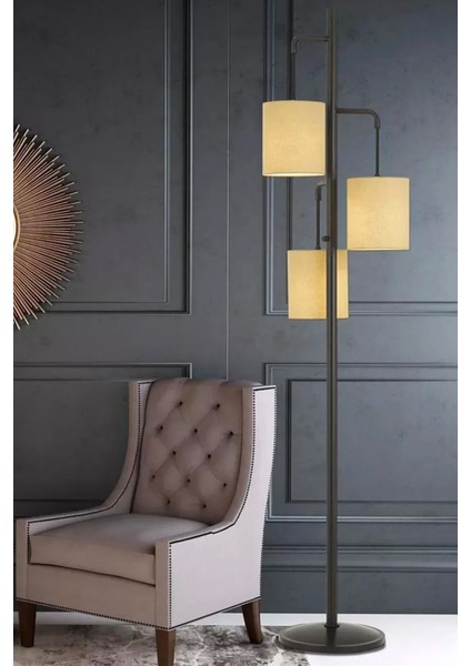 Global 3lü Dekoratif Modern Tasarım Retro Ayaklı Salon Lambader