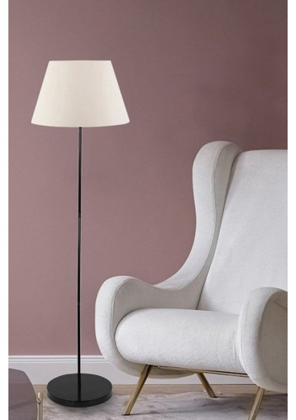 Flora Tekli Beyaz Şapkalı Siyah Dekoratif Modern Tasarım Retro Salon Lambader