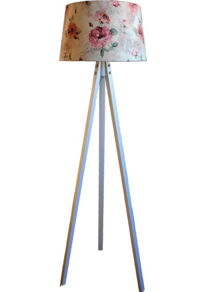 Beta 3 Ayak Serisi,masif Lambader,tripod(Pembe Çiçek -Beyaz Ayak)