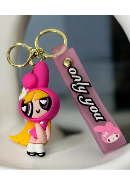 Powerpuff Girls Kuromi Hello Kitty Karakter Sevimli Anahtarlık ve Çanta Aksesuarı (1 Adet) modelleri