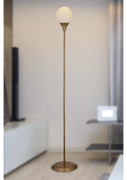 Damla Eskitme Beyaz Camlı Modern Tasarım Metal Lambader