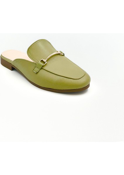 Haki Renk Hakiki Deri Kadın Loafer Terlik modelleri