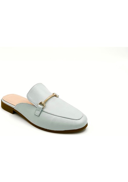 Açık Mavi Hakiki Deri Loafer Terlik modelleri