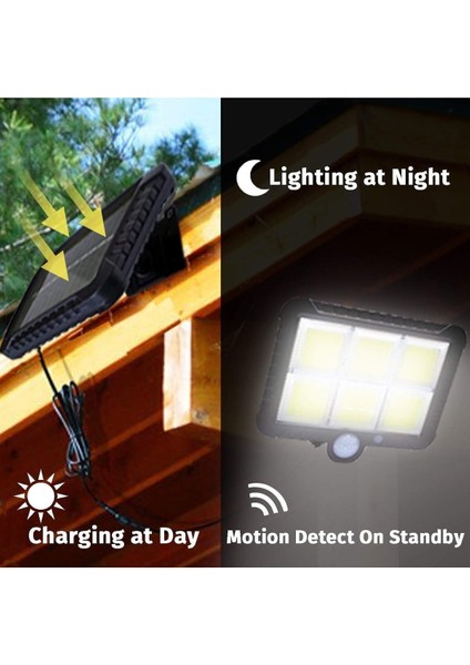 Su Geçirmez Güneş Enerjili Hareket Sensörlü Solar Lamba 12 W 120 LED Ayrılabilir Duvar Lambası