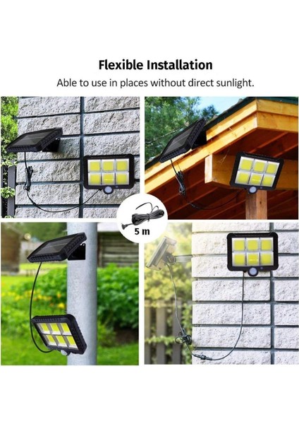 Su Geçirmez Güneş Enerjili Hareket Sensörlü Solar Lamba 12 W 120 LED Ayrılabilir Duvar Lambası