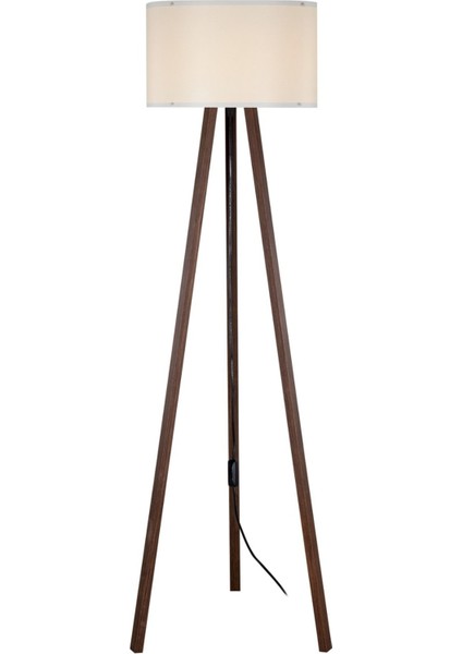 Tripod Krem Başlık ve Kahve Ayaklı Lambader