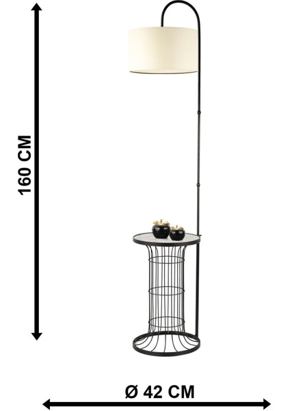 Cemre Sehpa Lambader Siyah Mermer Ahşap Krem Şapka indirimleri