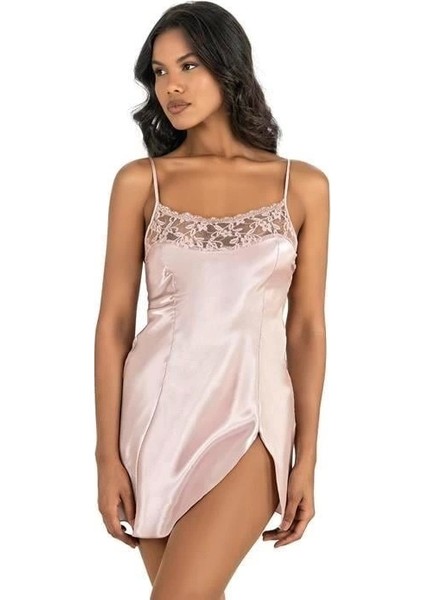 Pudra Kısa Saten Gecelik 8217