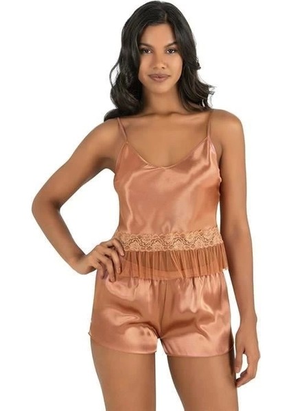Bakır Saten Şort Takımı 9209