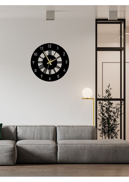 Time Collection Latin ve Roma Rakamlı Ahşap Dekoratif Duvar Saati (Siyah) fırsatları