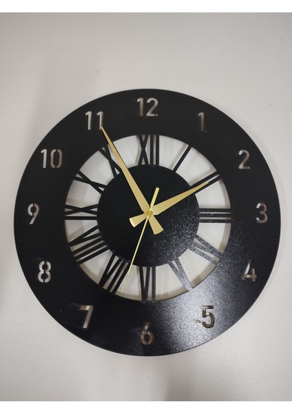 Time Collection Latin ve Roma Rakamlı Ahşap Dekoratif Duvar Saati (Siyah) indirimleri