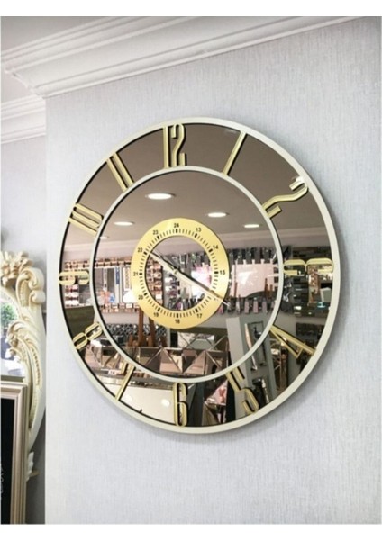 Gerçek Aynalı Dekoratif Duvar Saati (40 Cm)