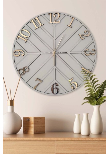 - Diagonal Lines - Açık Gri & Gold - 50CM Duvar Saati fiyatları