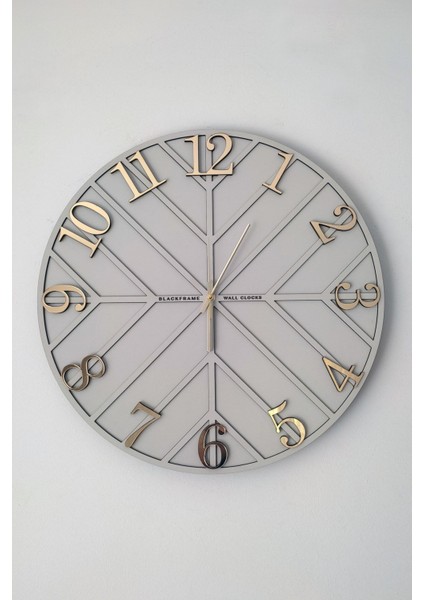 - Diagonal Lines - Açık Gri & Gold - 50CM Duvar Saati modelleri