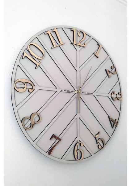 - Diagonal Lines - Açık Gri & Gold - 50CM Duvar Saati fırsatları