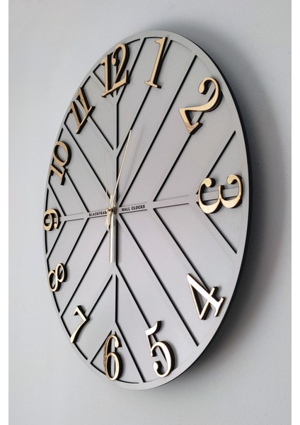 - Diagonal Lines - Açık Gri & Gold - 50CM Duvar Saati indirimleri