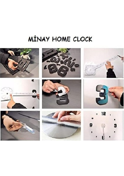 3D Ayna Roma Rakamlı Dekoratif Büyük Boy Duvar Saati modelleri