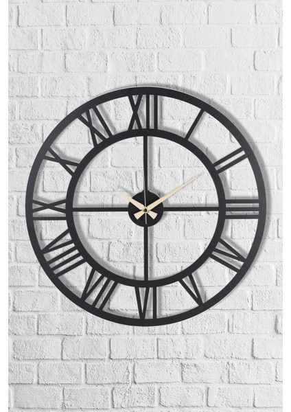 Duvar Saati 50CM Sessiz Mekanizma Siyah Metal Kasa Modern Tasarım - Roma Rakamlı 50 Mds-50 fiyatları