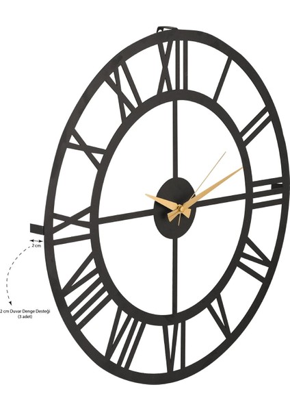 Duvar Saati 50CM Sessiz Mekanizma Siyah Metal Kasa Modern Tasarım - Roma Rakamlı 50 Mds-50 modelleri