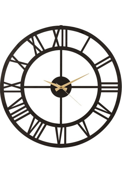 Duvar Saati 50CM Sessiz Mekanizma Siyah Metal Kasa Modern Tasarım - Roma Rakamlı 50 Mds-50 fırsatları